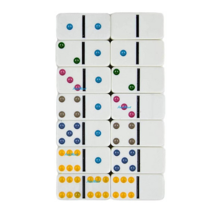 FunBlast Double 6 Color Dot Game Set White Dominoes 28 Piece Set Toy in Tin Case 6 Dot Educational Game