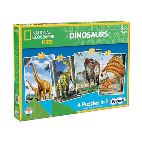 Frank National Geographic Dinosaurs 4-in-1 Puzzle Set for Focus Memory and Mental Boost - 40501
