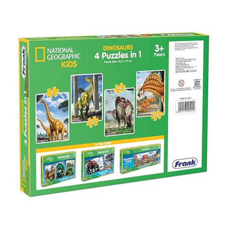 Frank National Geographic Dinosaurs 4-in-1 Puzzle Set for Focus Memory and Mental Boost - 40501