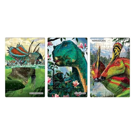 Frank National Geographic Dinosaurs 3 x 48-Piece Puzzles for Kids Memory and Mental Boost - 40502