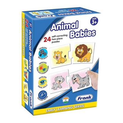 Frank Animal Babies (48 Pieces) 24 Self-Correcting 2 Pcs Puzzle Educational Toys and Games - 10305