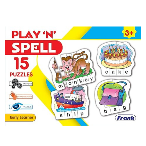 Frank Play ‘n’ Spell Puzzle - 15 Self-Correcting Pieces Early Learner Educational Toys and Games - 10164