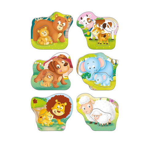 Frank Animals and Babies (Set of 6) 2 Pcs Puzzle Early Learner Educational Toys and Games - 32902