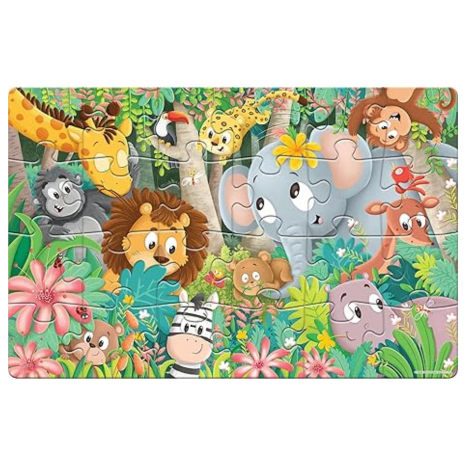 Frank Jungle Friends Giant Floor Jigsaw Puzzle (24 Cardboard Pieces) for Preschool Kids - 15304