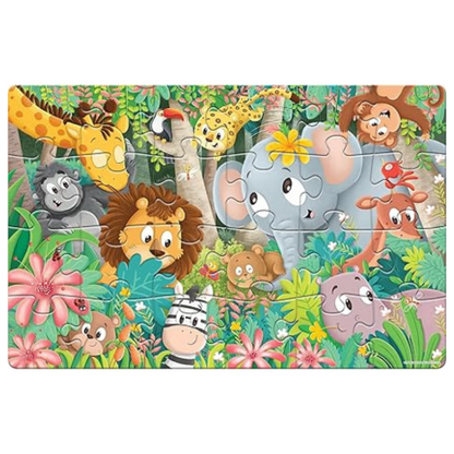 Frank Jungle Friends Giant Floor Jigsaw Puzzle (24 Cardboard Pieces) for Preschool Kids - 15304