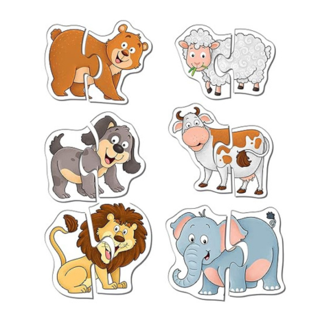 Frank Animals Puzzles A Set of 6 Two Piece Shaped Jigsaw Educational Puzzles - 33808