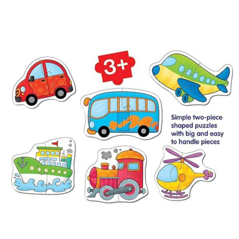 Frank Transport Puzzles - A Set of 6 Two-Piece Shaped Jigsaw Educational Puzzles - 33807