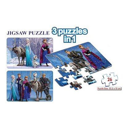 Frank Disney Frozen Jigsaw Puzzles – A Set of 3 Puzzles Focus and Memory Development – 13904