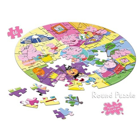 Frank Peppa Pig (66 Pieces) Round Jigsaw Puzzle for Kids Above 5+ Years Game for Focus and Memory - 60412