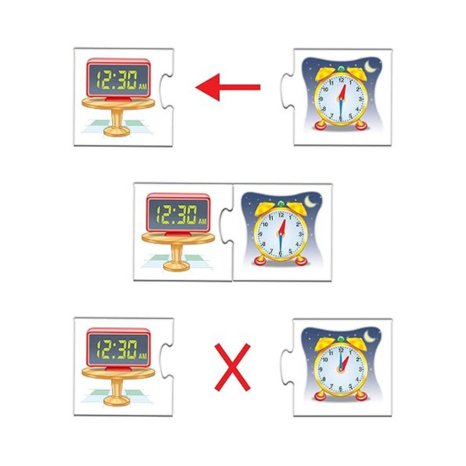 Frank Tell The Time – (48 Pieces) 24 Self-Correcting 2 Pcs Puzzle Educational Toys and Games- 10127