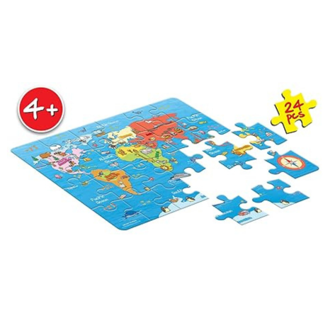 Frank My First World Map (24 Pieces) Early Learner Large Jigsaw Puzzle Educational Toys and Games -10148