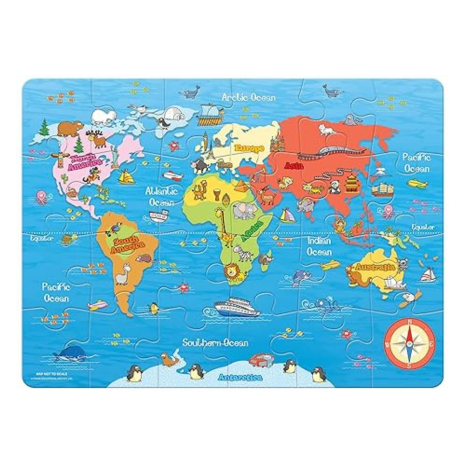 Frank My First World Map (24 Pieces) Early Learner Large Jigsaw Puzzle Educational Toys and Games -10148