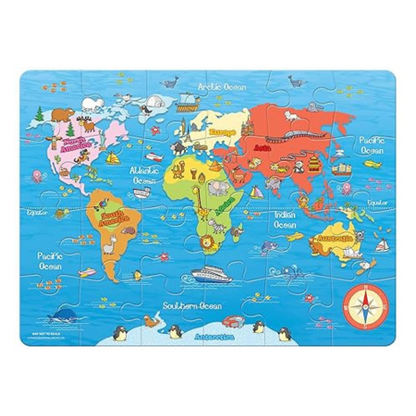 Frank My First World Map (24 Pieces) Early Learner Large Jigsaw Puzzle Educational Toys and Games -10148