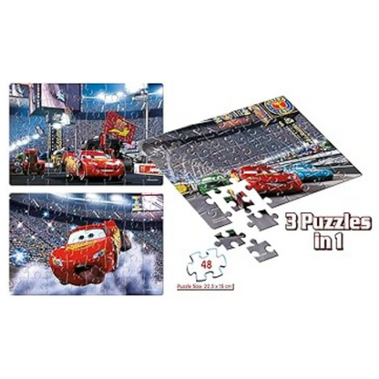 Frank Disney Pixar Cars (48 Pieces) 3 in 1 Jigsaw Puzzle for Kids for Focus and Memory - 11302