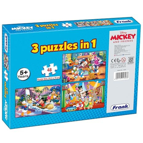 Frank Disney Mickey Mouse & Friends (48 Pieces) 3 in 1 Jigsaw Puzzle for Focus and Memory - 11303