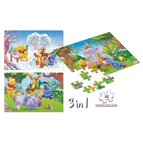 Frank Disney Winnie The Pooh (48 Pieces) 3 in 1 Jigsaw Puzzle for Focus and Memory - 11307