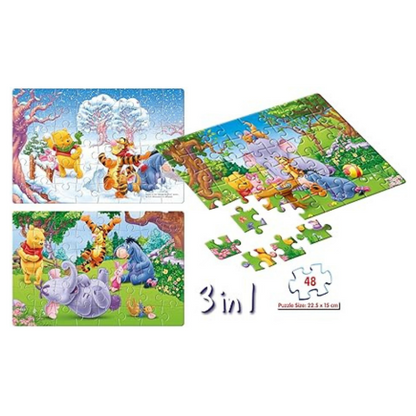 Frank Disney Winnie The Pooh (48 Pieces) 3 in 1 Jigsaw Puzzle for Focus and Memory - 11307