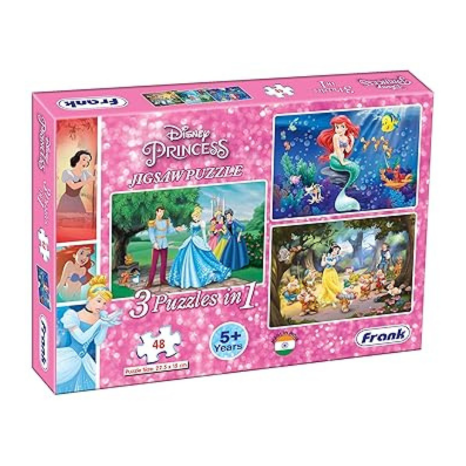 Frank Disney Princess (48 Pieces) 3 in 1 Jigsaw Puzzle for Kids Above Focus and Memory - 11310