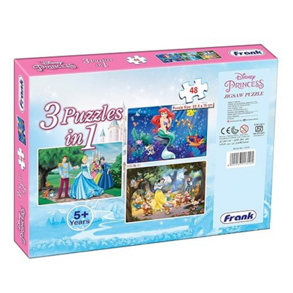 Frank Disney Princess (48 Pieces) 3 in 1 Jigsaw Puzzle for Kids Above Focus and Memory - 11310