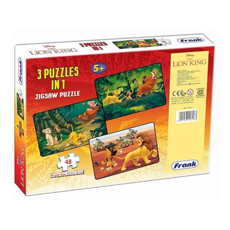 Frank Disney The Lion King (48 Pieces) 3 in 1 Jigsaw Puzzle for Focus and Memory - 11316