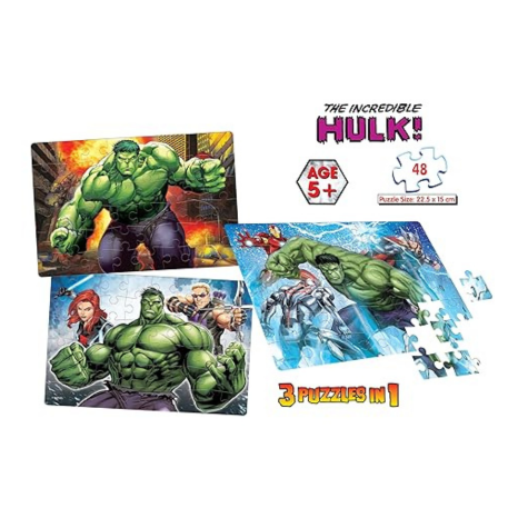 Frank Marvel Avengers Puzzles The Incredible Hulk 48 Pieces 3 in 1 Jigsaw Puzzle for Kids - 90156