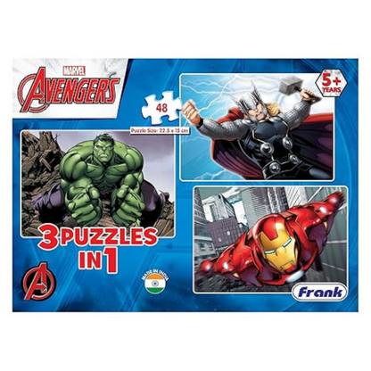 Frank Marvel Avengers Puzzles - 48 Pieces 3 in 1 Jigsaw Puzzles Brain Booster Games - 11312