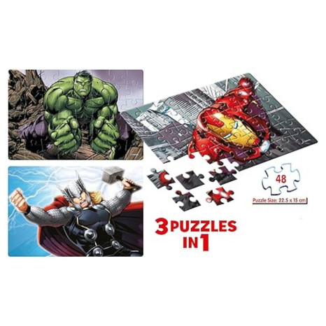 Frank Marvel Avengers Puzzles - 48 Pieces 3 in 1 Jigsaw Puzzles Brain Booster Games - 11312