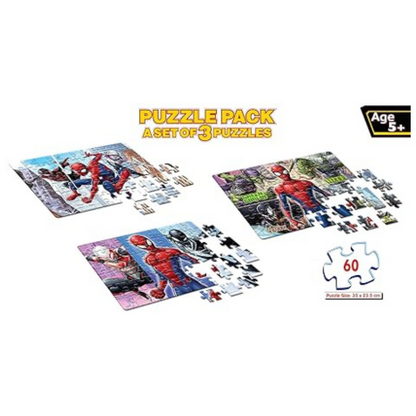 Frank Marvel Spider-Man Puzzles 60 Pieces 3 in 1 Jigsaw Puzzle Brain Booster Games - 90150