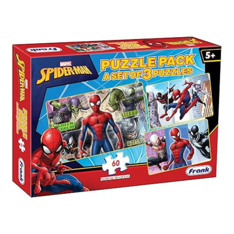 Frank Marvel Spider-Man Puzzles 60 Pieces 3 in 1 Jigsaw Puzzle Brain Booster Games - 90150