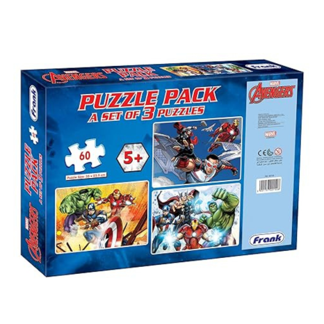 Frank Marvel Avengers Puzzles - 60 Pieces 3 in 1 Jigsaw Puzzle for Focus and Memory - 90154