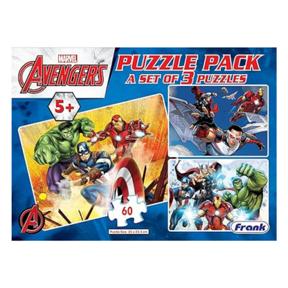 Frank Marvel Avengers Puzzles - 60 Pieces 3 in 1 Jigsaw Puzzle for Focus and Memory - 90154