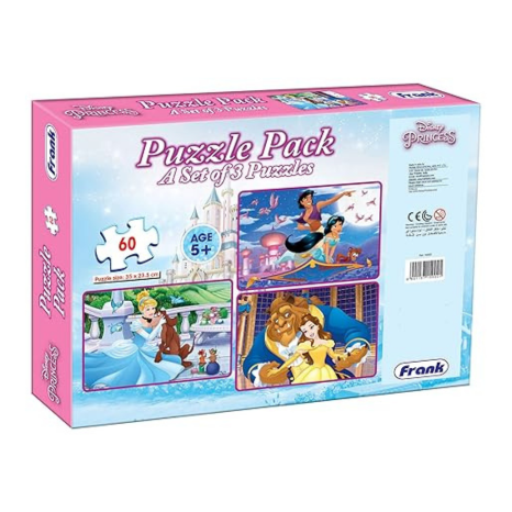 Frank Disney Princess 3 in 1 Jigsaw Puzzle (60 Pieces) for Kids Focus and Memory – 15002
