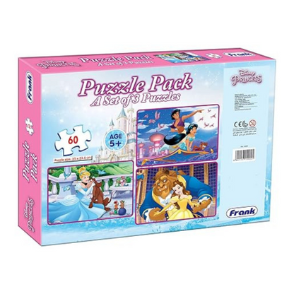 Frank Disney Princess 3 in 1 Jigsaw Puzzle (60 Pieces) for Kids Focus and Memory – 15002