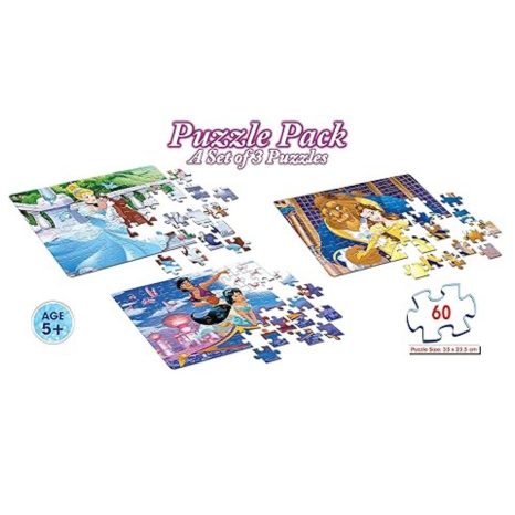 Frank Disney Princess 3 in 1 Jigsaw Puzzle (60 Pieces) for Kids Focus and Memory – 15002
