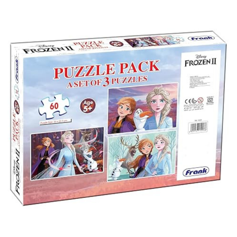 Frank Disney Frozen II 3-in-1 Jigsaw Puzzle (60 Pieces) for Kids Focus and Memory Development – 15003