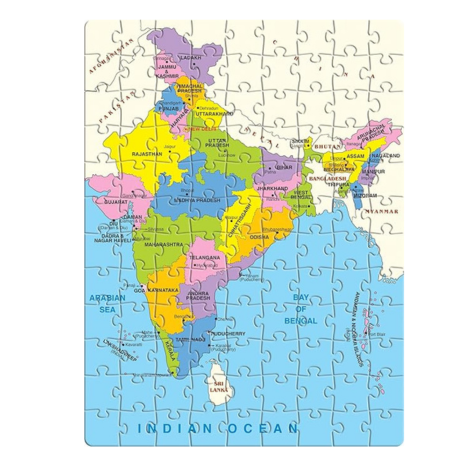 Frank India Map (108 Pieces) - Early Learner Jigsaw Puzzle Set with States Toys and Games -10149