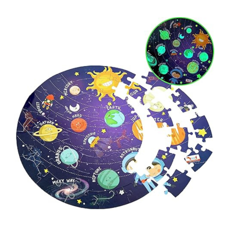 CocoMoco Kids Solar System Puzzle 42 Pcs Glow in The Dark Educational Toy Space Puzzles for Kids Single Pack