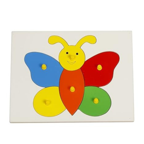 Dreamzberry Wooden Butterfly Theme Puzzles Set Multi Educational Color Reusable Puzzles with 6 Pieces