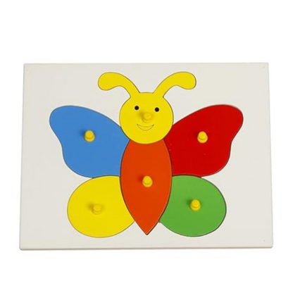 Dreamzberry Wooden Butterfly Theme Puzzles Set Multi Educational Color Reusable Puzzles with 6 Pieces