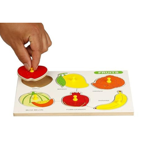 Dreamzberry Wooden Puzzle Game for Kids Fruits Puzzle with Knobs for 3+ Years Pre-School