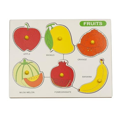 Dreamzberry Wooden Puzzle Game for Kids Fruits Puzzle with Knobs for 3+ Years Pre-School