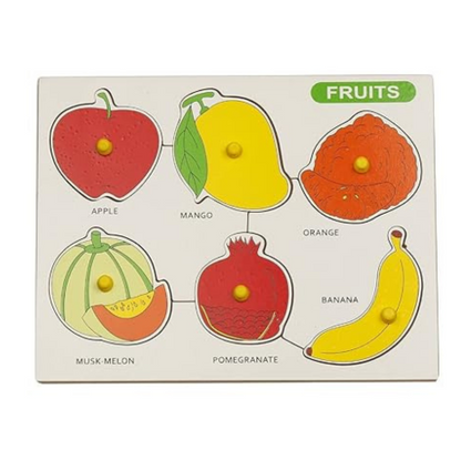 Dreamzberry Wooden Puzzle Game for Kids Fruits Puzzle with Knobs for 3+ Years Pre-School