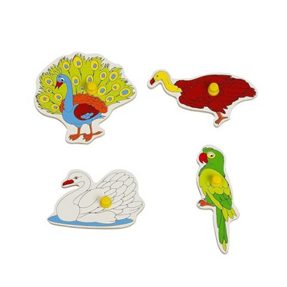 Dreamzberry Wooden Puzzles for Kids Colorful Bird Shape Kids Puzzle with Wooden Knob