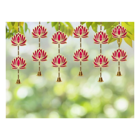 JH Gallery Lotus Hangings for Wall Hangings for Temple Decor Ganpati Decoration Items Background Set of 6