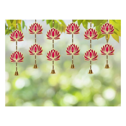 JH Gallery Lotus Hangings for Wall Hangings for Temple Decor Ganpati Decoration Items Background Set of 6