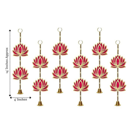 JH Gallery Lotus Hangings for Wall Hangings for Temple Decor Ganpati Decoration Items Background Set of 6