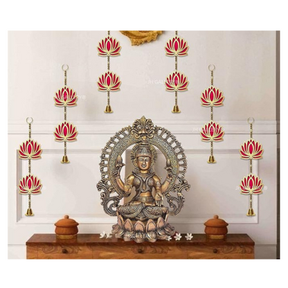 JH Gallery Lotus Hangings for Wall Hangings for Temple Decor Ganpati Decoration Items Background Set of 6