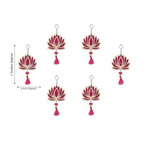 JH Gallery Lotus Hangings for Decoration Floral Wall Hangings for Temple Diwali Décor Lotus Hangings Pack of 12