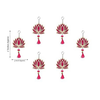 JH Gallery Lotus Hangings for Decoration Floral Wall Hangings for Temple Diwali Décor Lotus Hangings Pack of 12