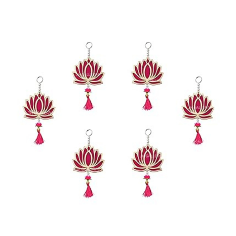 JH Gallery Lotus Hangings for Decoration Floral Wall Hangings for Temple Diwali Décor Lotus Hangings Pack of 12